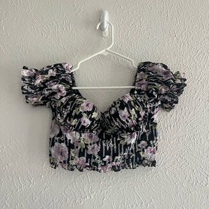 Hello Molly “POP OF SUN” Cropped Floral Top